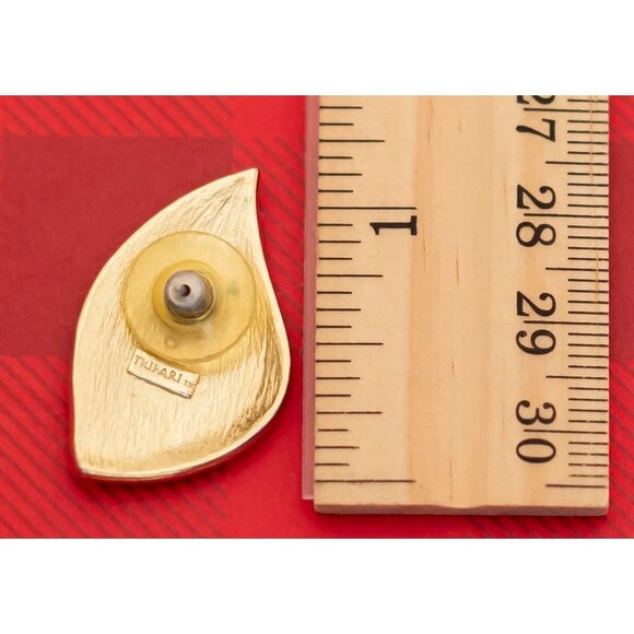 Vintage Mid Century Gold Tone Stud Earrings by Trifari - O7 - Picture 2 of 2